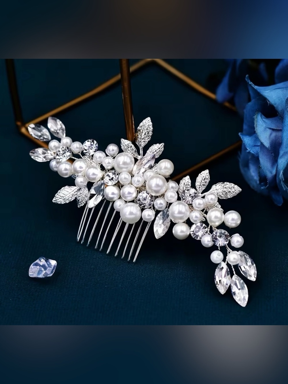 Faux Pearl and Crystal Bridal Hair Comb - Picture 2 of 4